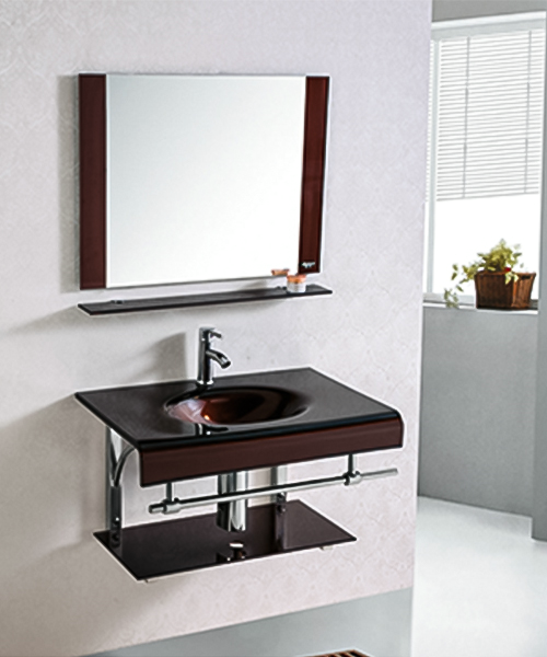 Conveniente, versatile a casa, lavabo da toeletta in vetro con mobiletto JH-3056 in acciaio inossidabile