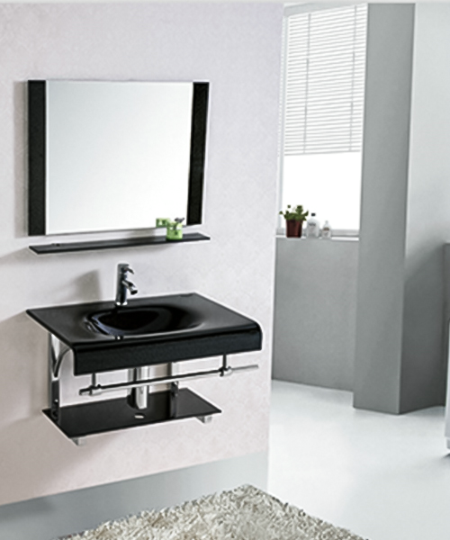 Cottura ad alta temperatura, sicurezza rinforzata, lavabo in vetro con mobiletto in acciaio inossidabile JH-3057