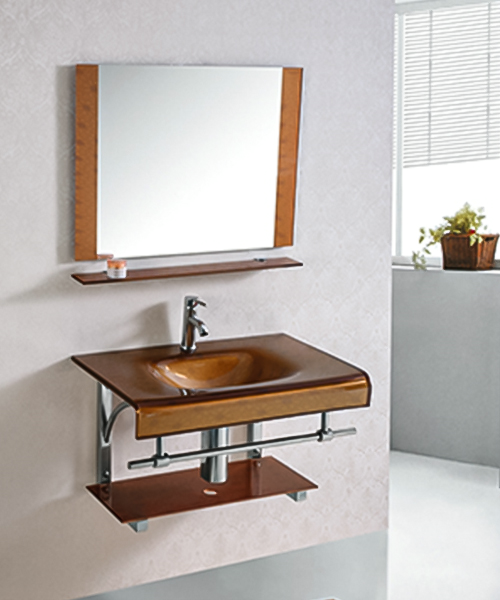 Conveniente, lavabo in vetro, lavabo in vetro con mobiletto in acciaio inossidabile JH-3067